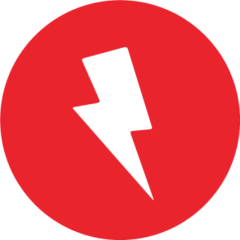 Electric Distribution white lightning bolt with red background circle